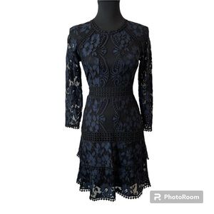 NWT Rachel Roy Lace 3/4 Sleeve Dress Navy Black Size 0 Special Occasion